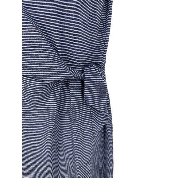 T by Talbots Tie Front Striped Maxi Dress Blue and White Size Petite S - Picture 3 of 10